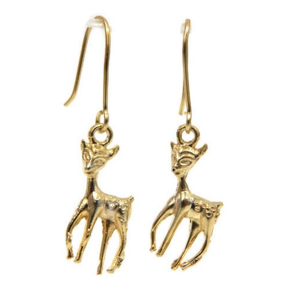 14k Yellow Gold Baby Fawn Earrings
